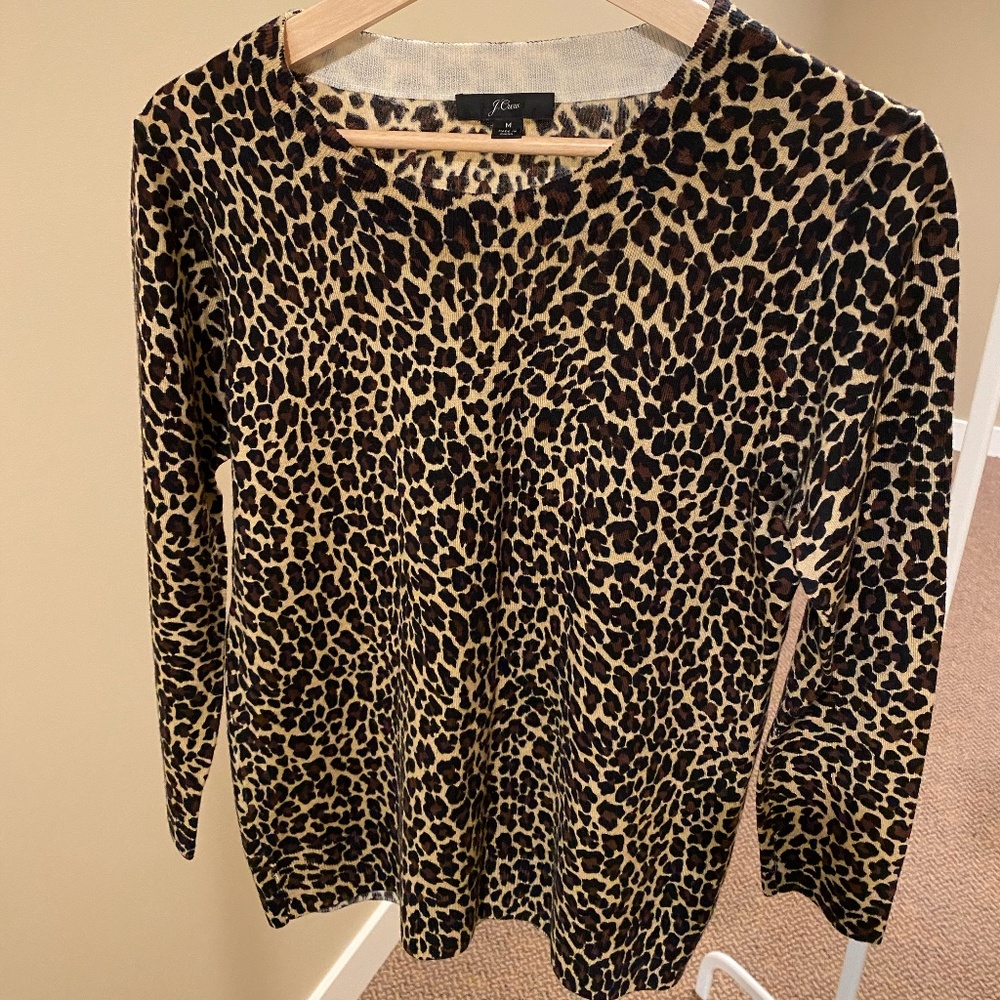 Jcrew Merino Wool Leopard Print Sweater, size M
